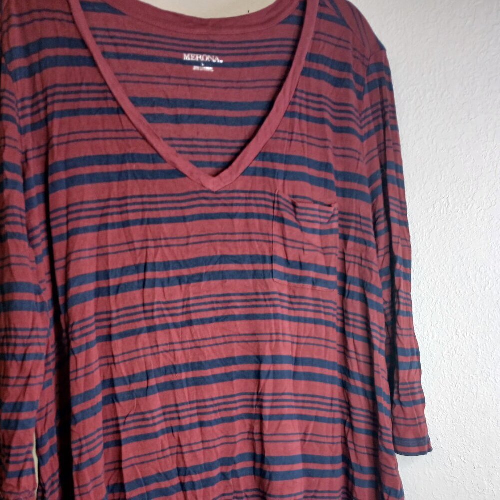 Merona Maroon and blue stripes size LG